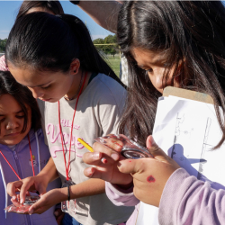 Students learning math skills through orienteering